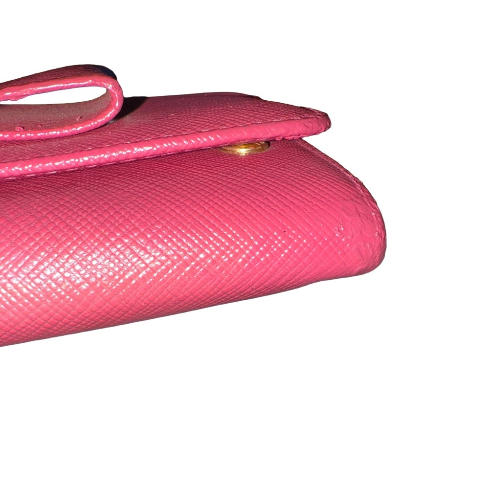 Prada Saffiano Lux Bow Flap Leather Wallet - Peonia Pink - Picture 12 of 16